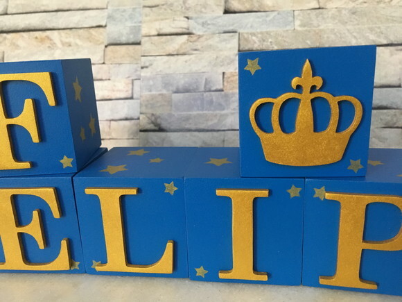 Cubos com Letras em MDF Personalizados para Quarto de Bebê, Fest