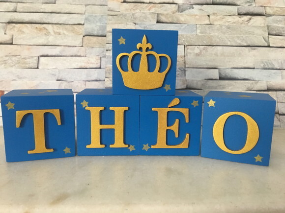 Cubos com Letras em MDF Personalizados para Quarto de Bebê, Fest