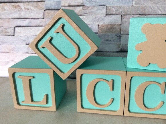 Cubos Personalizados de MDF com Nome - Tema Urso