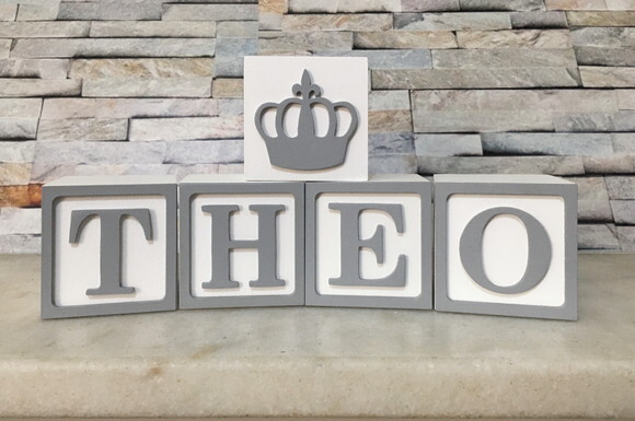 Cubos com Letras em MDF Personalizados para Quarto de Bebê, Fest