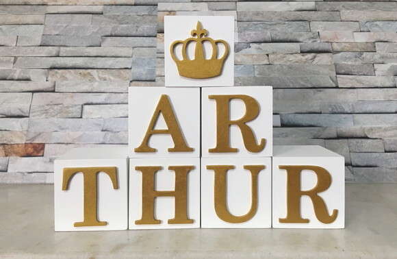 Cubos com Letras em MDF Personalizados para Quarto de Bebê, Fest