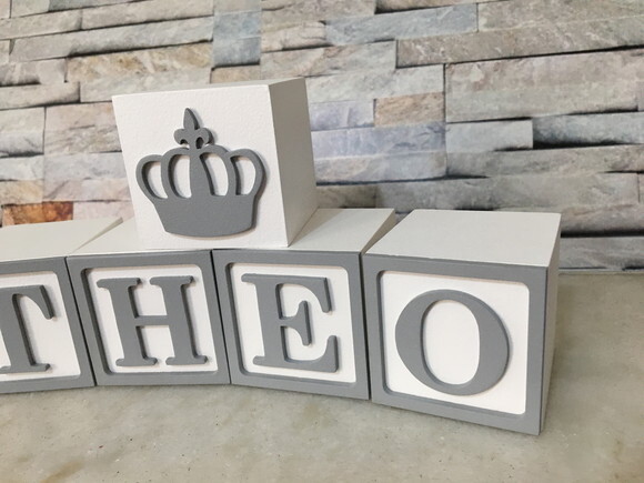 Cubos com Letras em MDF Personalizados para Quarto de Bebê, Fest