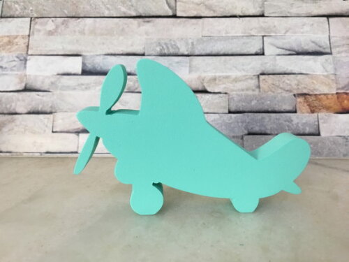 Aviãozinho de MDF 10CM para Enfeite de Quarto do Bebê - Prateleira ou Nicho Tema Urso Aviador