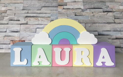 Cubos Personalizados de MDF 6x6cm com ARCO ÍRIS