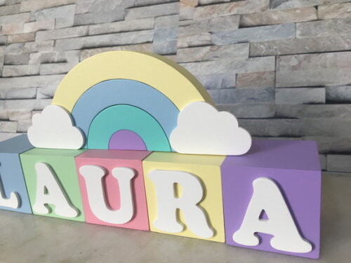 Cubos Personalizados de MDF 6x6cm com ARCO ÍRIS