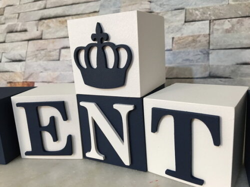 Cubos com Letras em MDF Personalizados para Quarto de Bebê, Fest