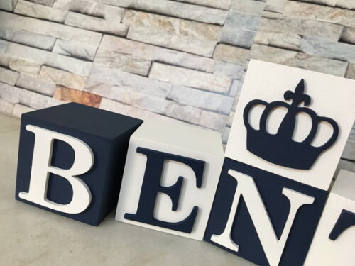 Cubos com Letras em MDF Personalizados para Quarto de Bebê, Fest