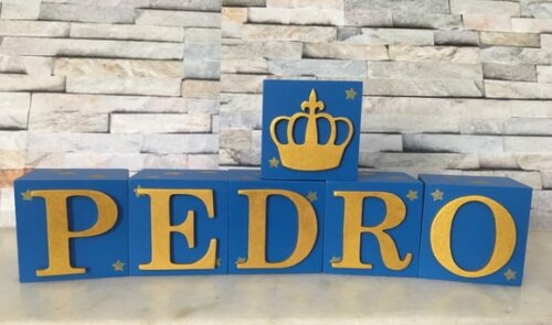 Cubos com Letras em MDF Personalizados para Quarto de Bebê, Festas Infantis ou Maternidade - Tema Pequeno Príncipe