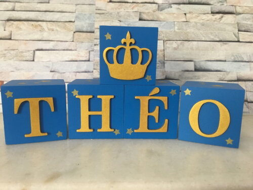 Cubos com Letras em MDF Personalizados para Quarto de Bebê, Festas Infantis ou Maternidade - Tema Pequeno Príncipe
