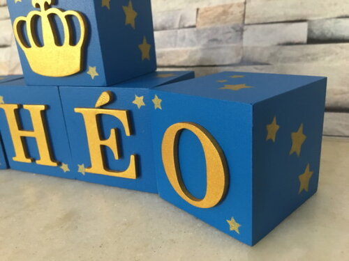 Cubos com Letras em MDF Personalizados para Quarto de Bebê, Fest
