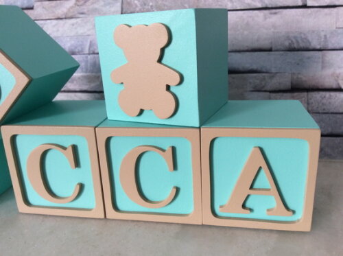 Cubos Personalizados de MDF com Nome - Tema Urso
