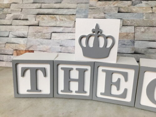 Cubos com Letras em MDF Personalizados para Quarto de Bebê, Fest