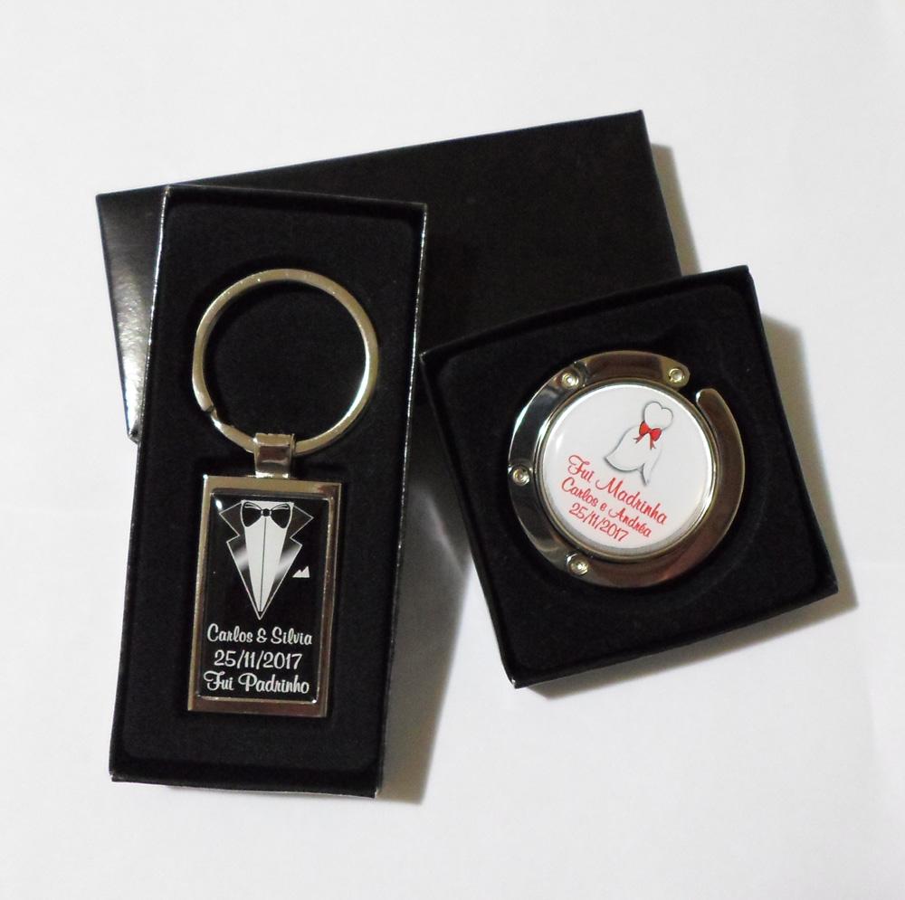 Kit Chaveiro e Porta Bolsa Padrinhos Personalizados