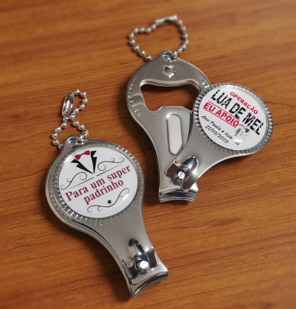 Chaveiro Personalizado Cortador de Unha e Abridor para Empresas, 