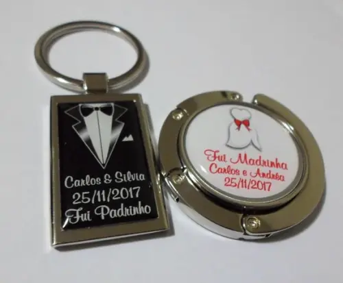 Kit Chaveiro e Porta Bolsa Padrinhos Personalizados