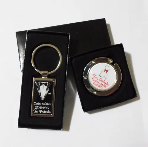 Kit Chaveiro e Porta Bolsa Padrinhos Personalizados