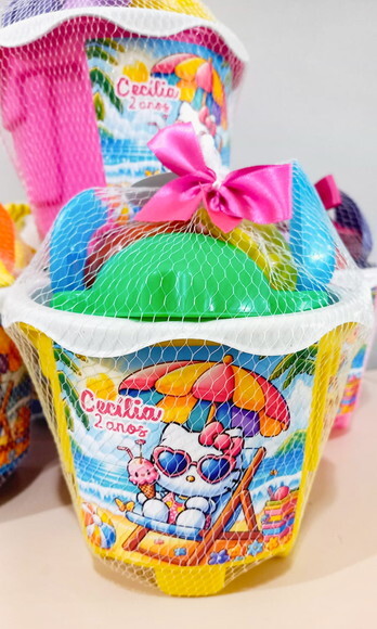 Balde de Praia Personalizado - Hello Kitty