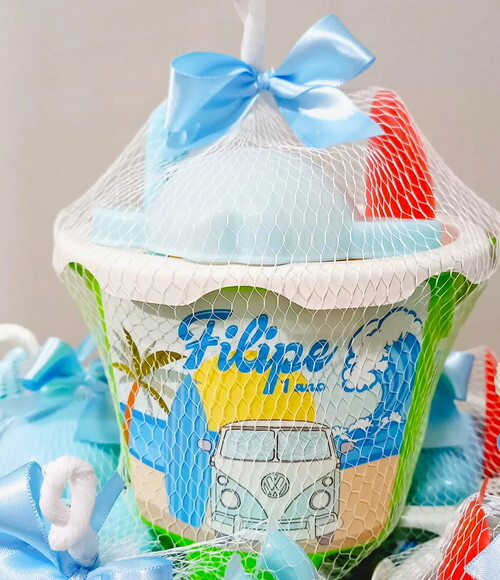 Balde de Praia Personalizado Kombi Summer Vintage
