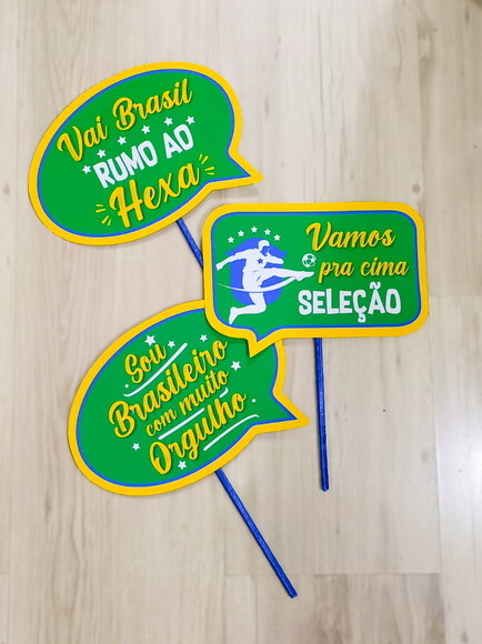 Plaquinha Divertida para Festa Futebol - Copa do Mundo