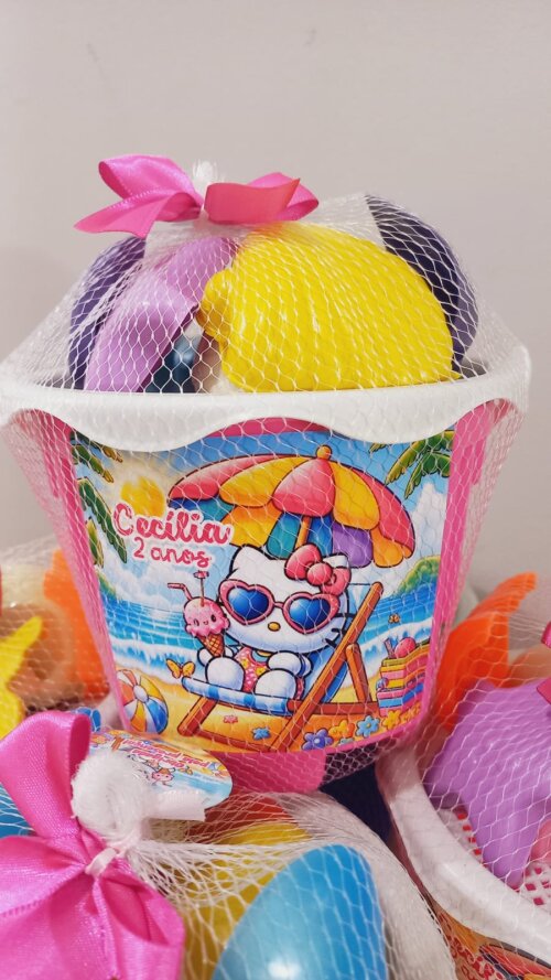 Balde de Praia Personalizado Hello Kitty
