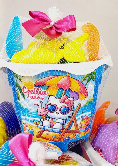 Balde de Praia Personalizado - Hello Kitty