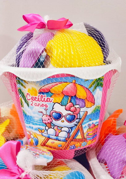 Balde de Praia Personalizado - Hello Kitty