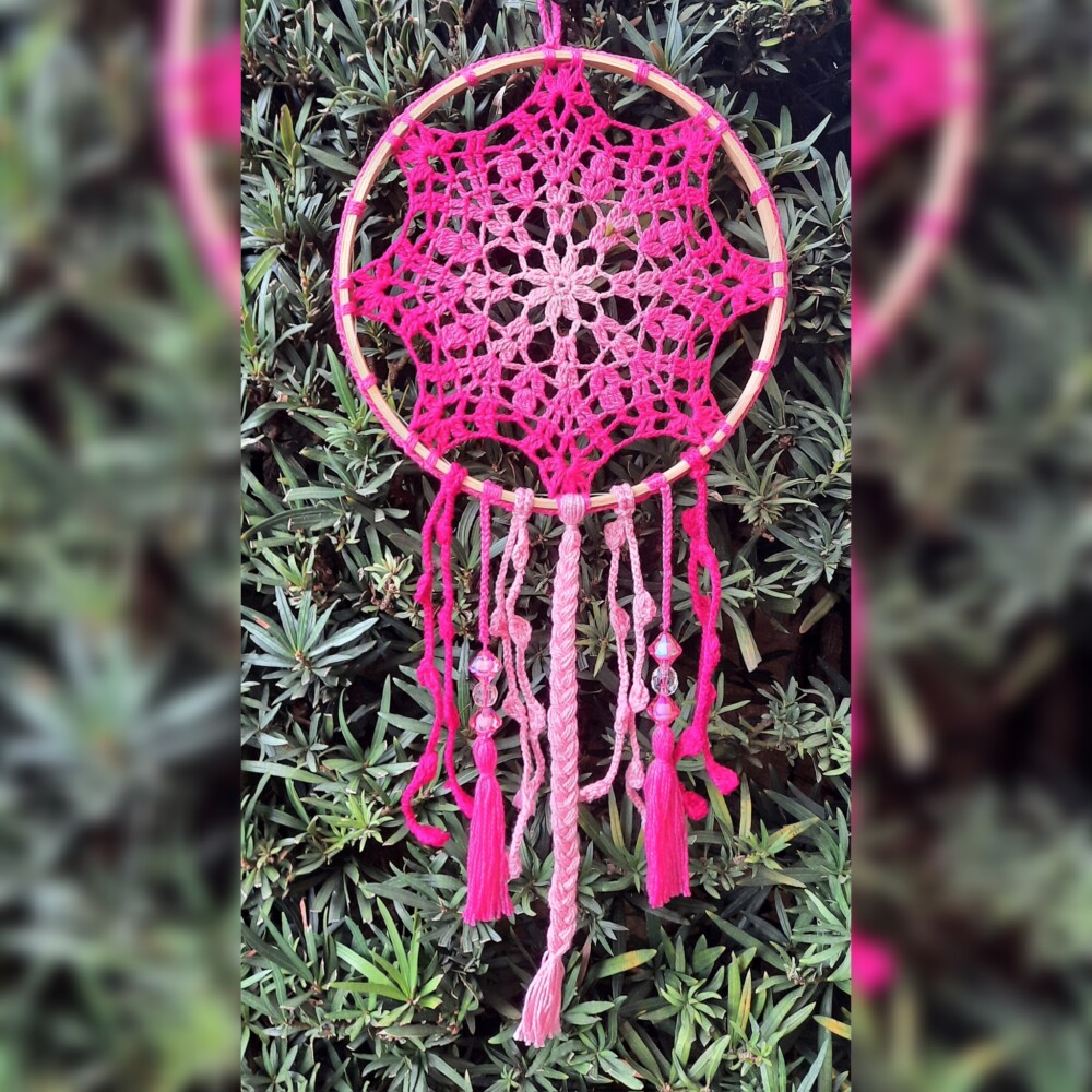 Mandala Decorativa em Crochê Tons de Rosa