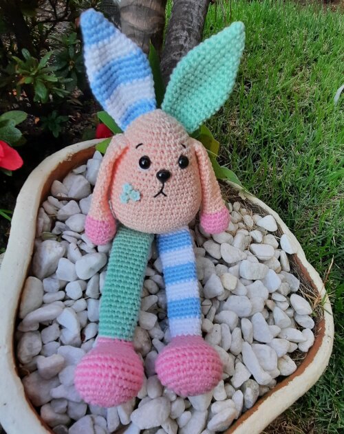 COELHO COLORIDO CORES CLARAS AMIGURUMI