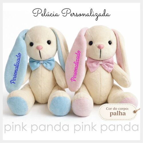 Coelho de Pelúcia Personalizado com Nome ou Frase Curta