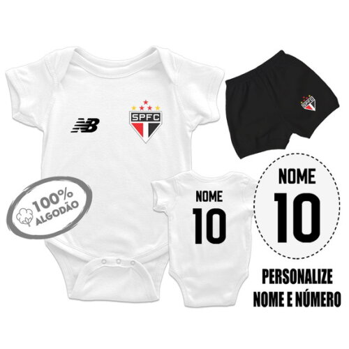 Conjunto Body Bebê Futebol Personalizado São Paulo 2025