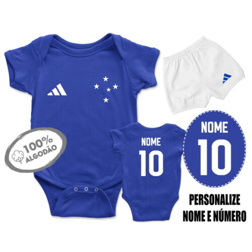 Conjunto Body Bebê Personalizado Futebol Cruzeiro 2025