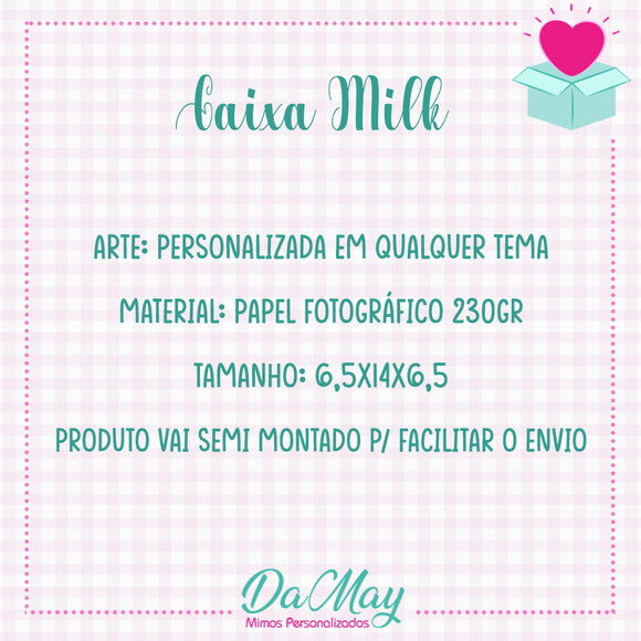 Caixa Milk Personalizada - Lembrancinha Menina