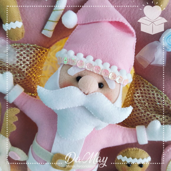 Guirlanda de Natal Papai Noel Rosa