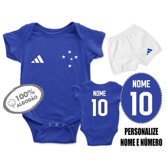 Conjunto Body Bebê Personalizado Futebol Cruzeiro 2025