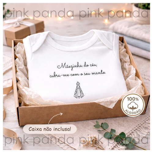 Body Bebê Mãezinha do Céu - Suedine 100% Algodão Religioso