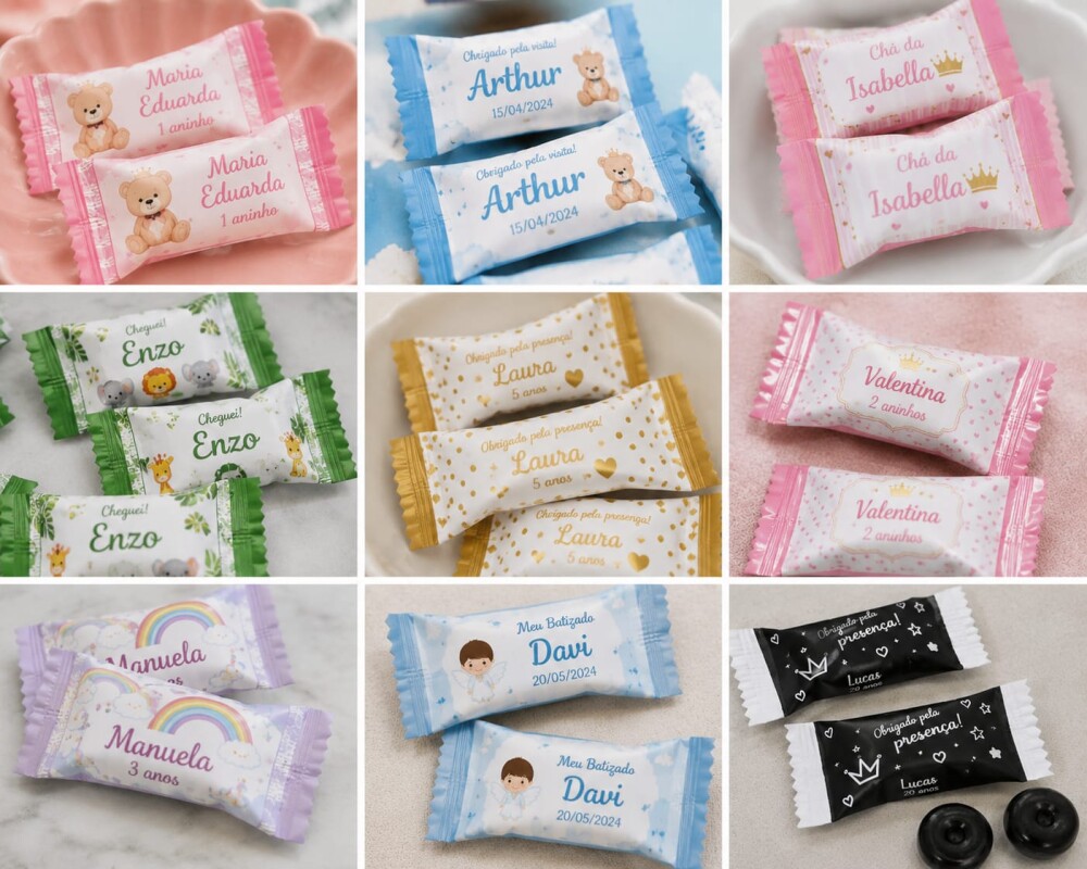 Kit 50 Balas Personalizadas para Lembrancinha