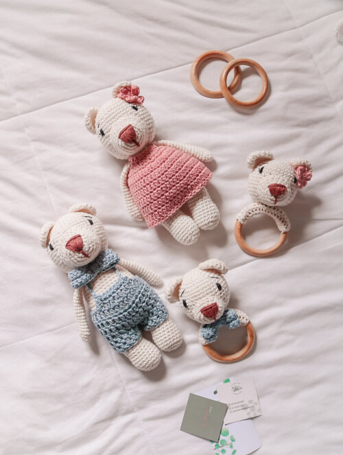 Kit Urso + Chocalho | Amigurumi