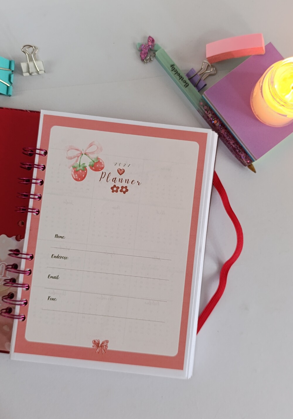 Planner 2027 Aesthetic Morangos
