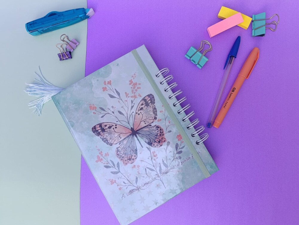 Caderno diário da gratidão duplo com bloco de planejamento
