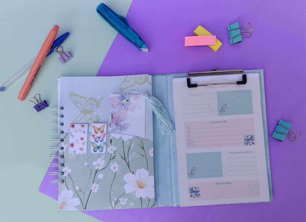 Caderno diário da gratidão duplo com bloco de planejamento