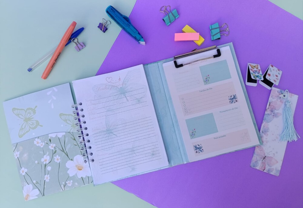 Caderno diário da gratidão duplo com bloco de planejamento