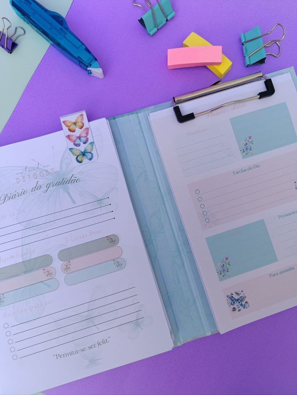 Caderno diário da gratidão duplo com bloco de planejamento