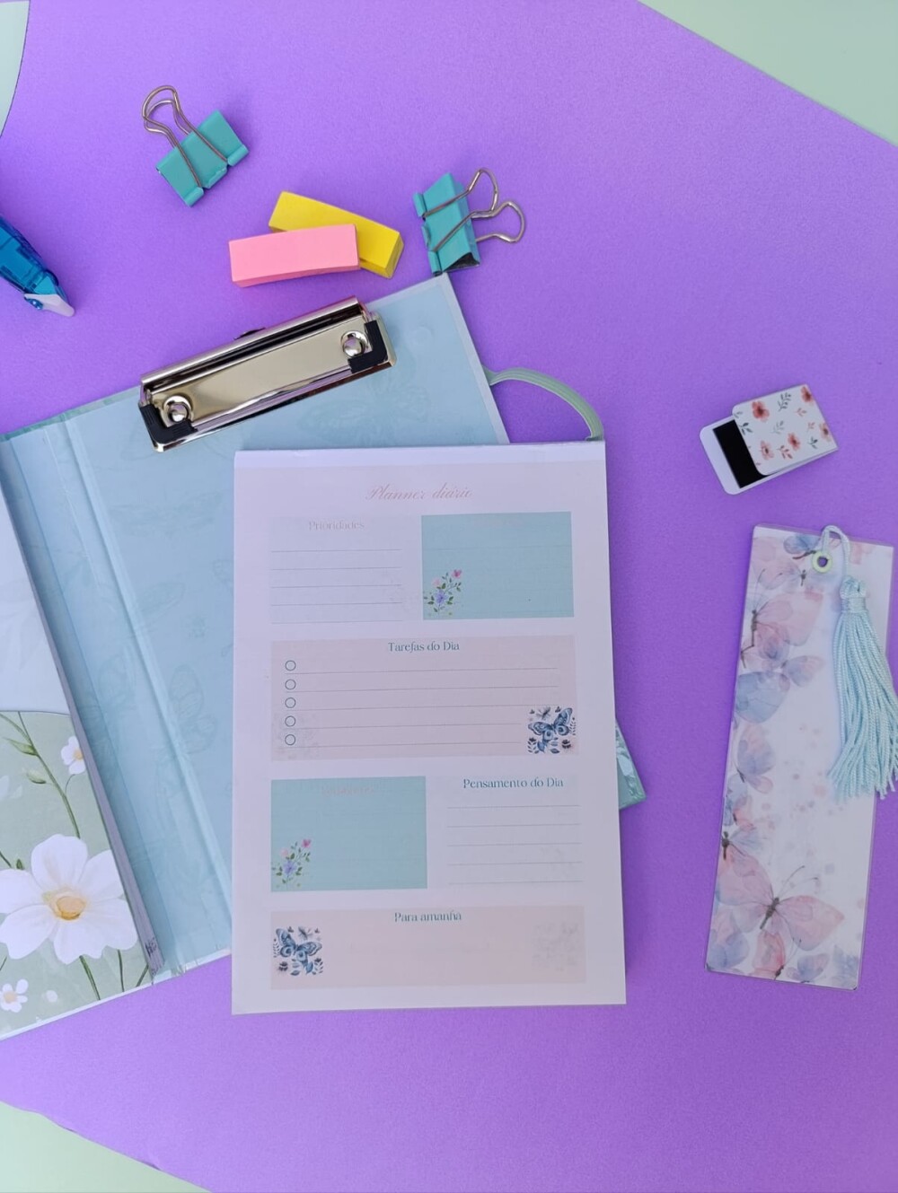Caderno diário da gratidão duplo com bloco de planejamento