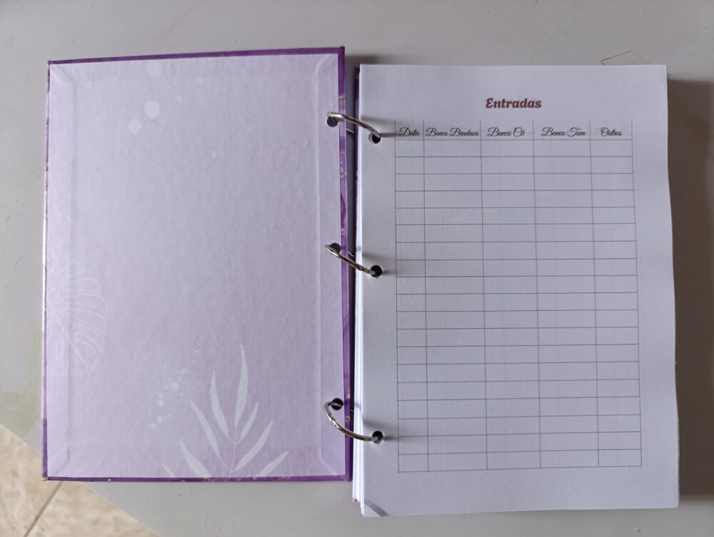 Caderno livro caixa argolado