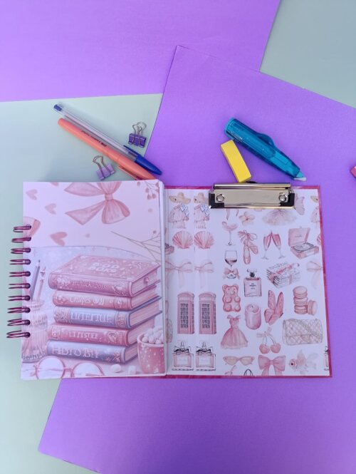Caderno ficha de leitura com bloco de planejamento (planner)