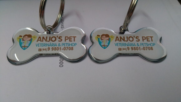 50 Chaveiros Pet Personalizado - Ossinho -plaquinha Pingente