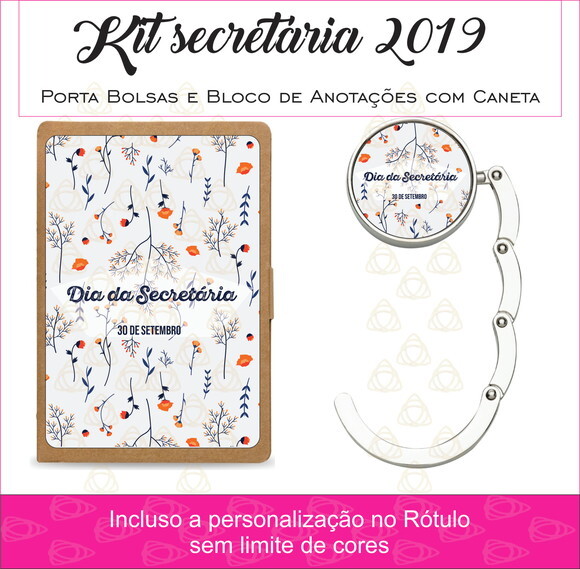 Dia das Secretaria 2020 - Kit com bloco e porta bolsa