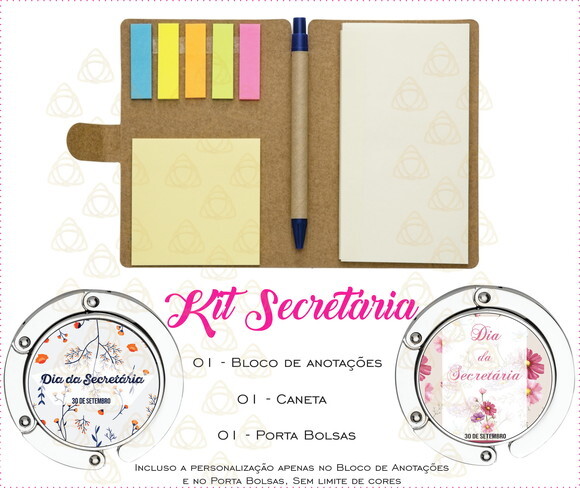 Dia das Secretaria 2020 - Kit com bloco e porta bolsa