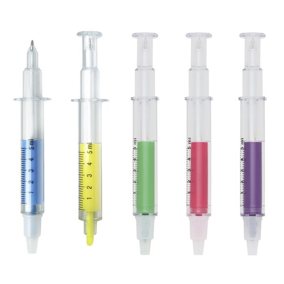 Kit Caneta Plástica Seringa Marca Texto - 006 100 Unidades