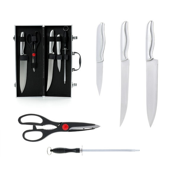 Kit Churrasco Personalizado 5 Pças em Maleta Aluminio 1345